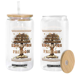 Education Is Freedom Teacher Gift Glass Can Inspirational Africa Map Book Stack TS12 Print Your Wear