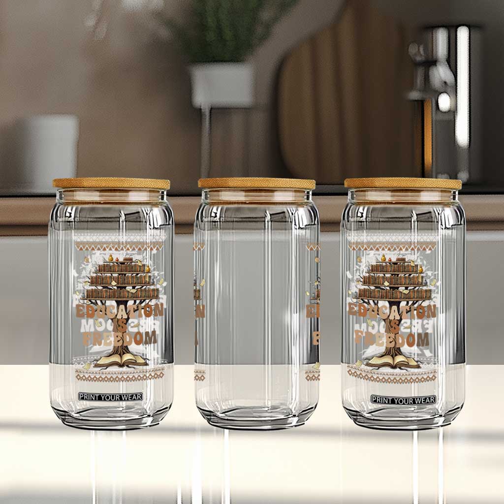 Education Is Freedom Teacher Gift Glass Can Inspirational Africa Map Book Stack TS12 Print Your Wear