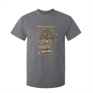 Education Is Freedom Teacher Gift T Shirt For Kid Inspirational Africa Map Book Stack TS12 Charcoal Print Your Wear