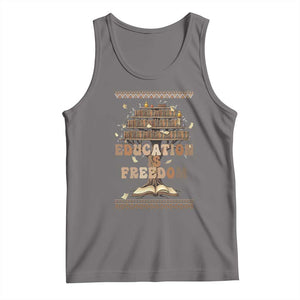 Education Is Freedom Teacher Gift Tank Top Inspirational Africa Map Book Stack TS12 Deep Heather Print Your Wear
