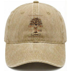 Education Is Freedom Teacher Gift Washed Cotton Baseball Cap Inspirational Africa Map Book Stack TS12 Print Your Wear