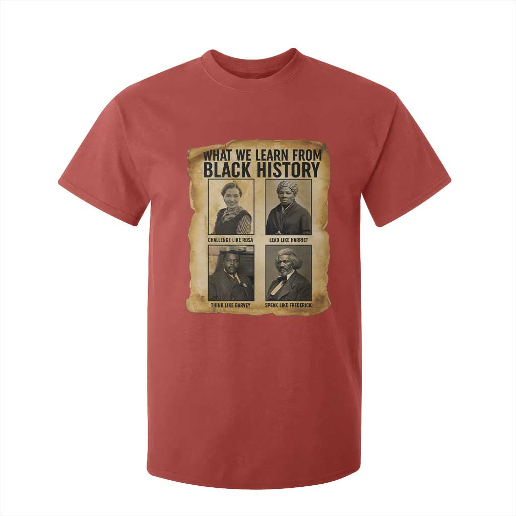 What We Learn From Black History T Shirt For Kid Vintage African American Leaders TS12 Red Print Your Wear