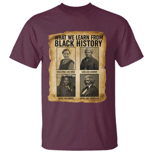 What We Learn From Black History T Shirt Vintage African American Leaders TS12 Maroon Print Your Wear