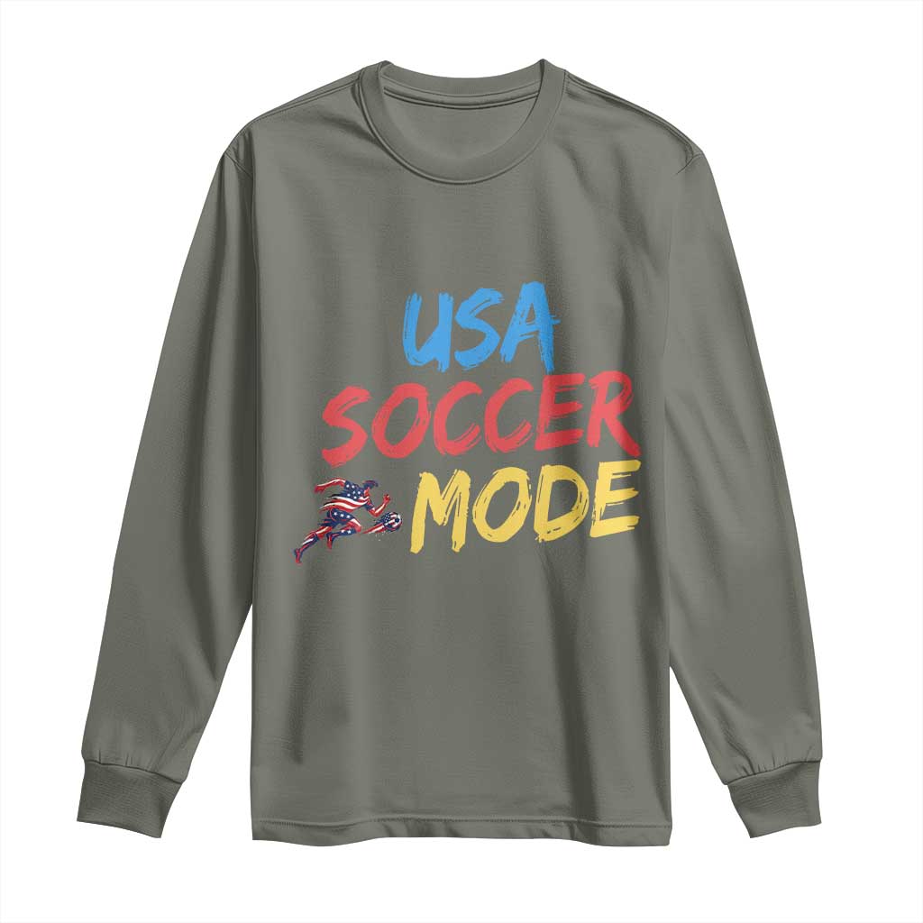 USA Soccer Mode Long Sleeve Shirt United States Team Pride TS12 Military Green Print Your Wear