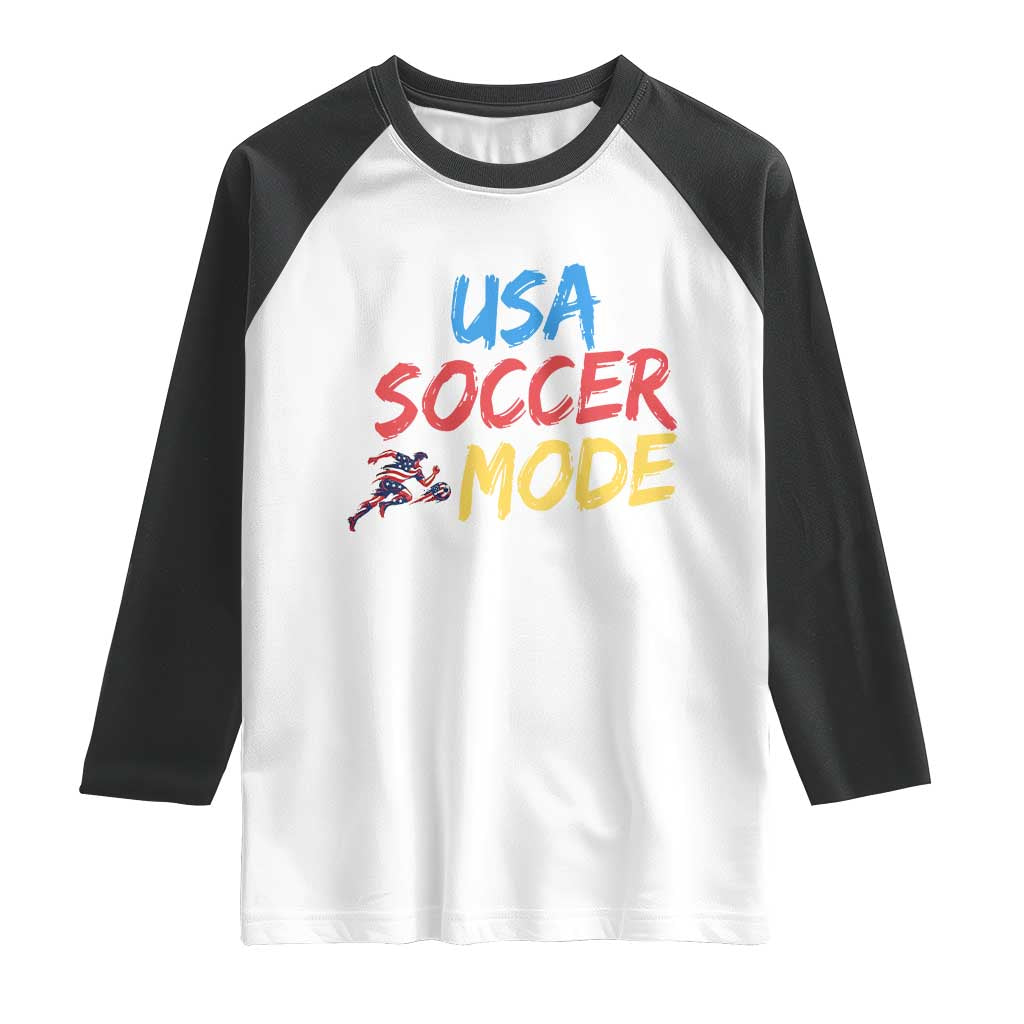 USA Soccer Mode Raglan Shirt United States Team Pride TS12 White Black Print Your Wear