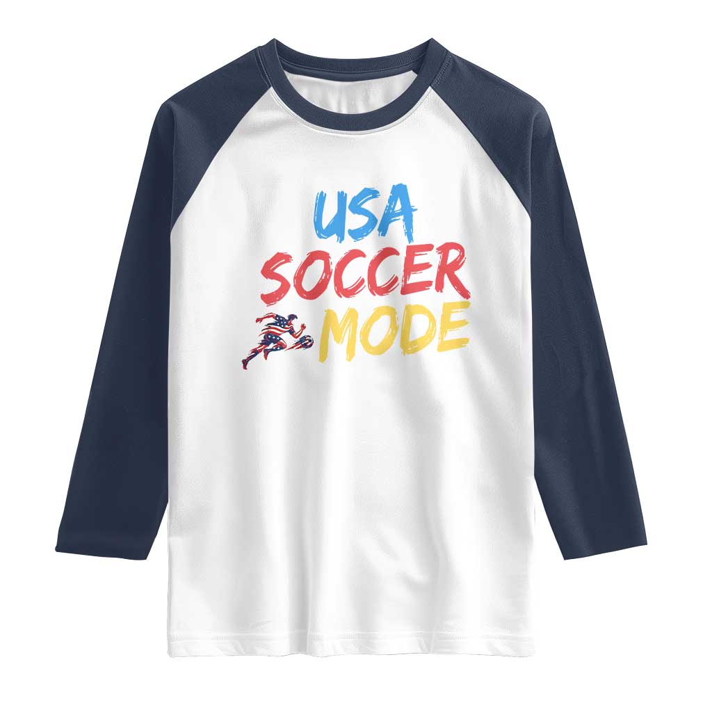 USA Soccer Mode Raglan Shirt United States Team Pride TS12 White Navy Print Your Wear