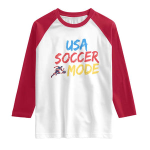 USA Soccer Mode Raglan Shirt United States Team Pride TS12 White Red Print Your Wear