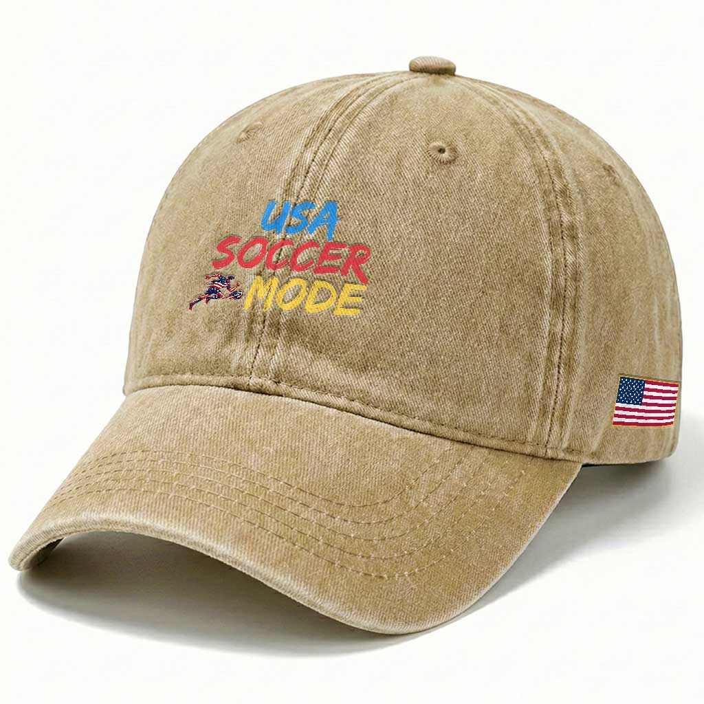 USA Soccer Mode Washed Cotton Baseball Cap United States Team Pride TS12 Print Your Wear