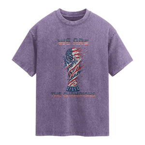 We Are Champions Washed Cotton T-Shirt USA Soccer Lover Gift