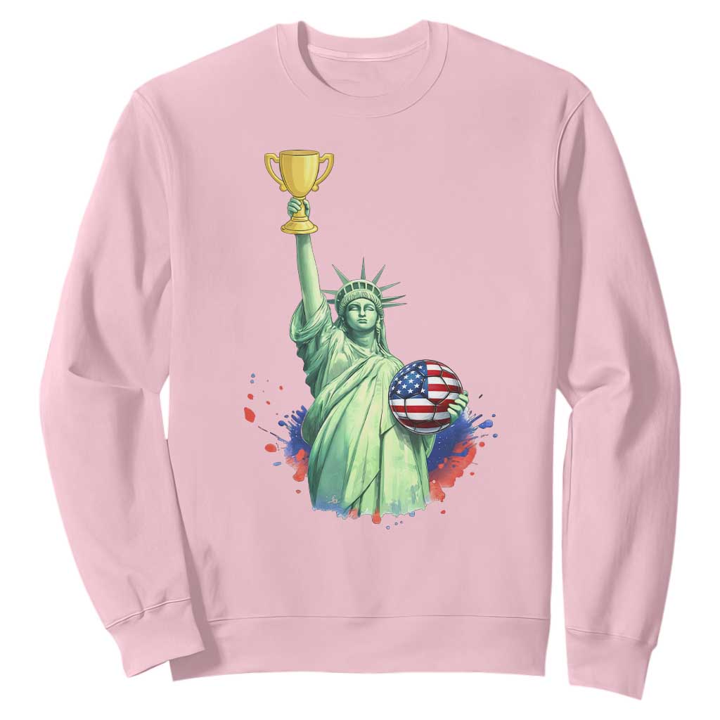 Statue Of Liberty Soccer Cup Sweatshirt USA Soccer Lover Gift TS12 Light Pink Print Your Wear