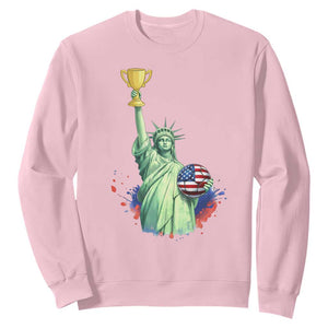 Statue Of Liberty Soccer Cup Sweatshirt USA Soccer Lover Gift TS12 Light Pink Print Your Wear
