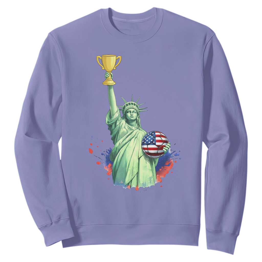Statue Of Liberty Soccer Cup Sweatshirt USA Soccer Lover Gift TS12 Violet Print Your Wear