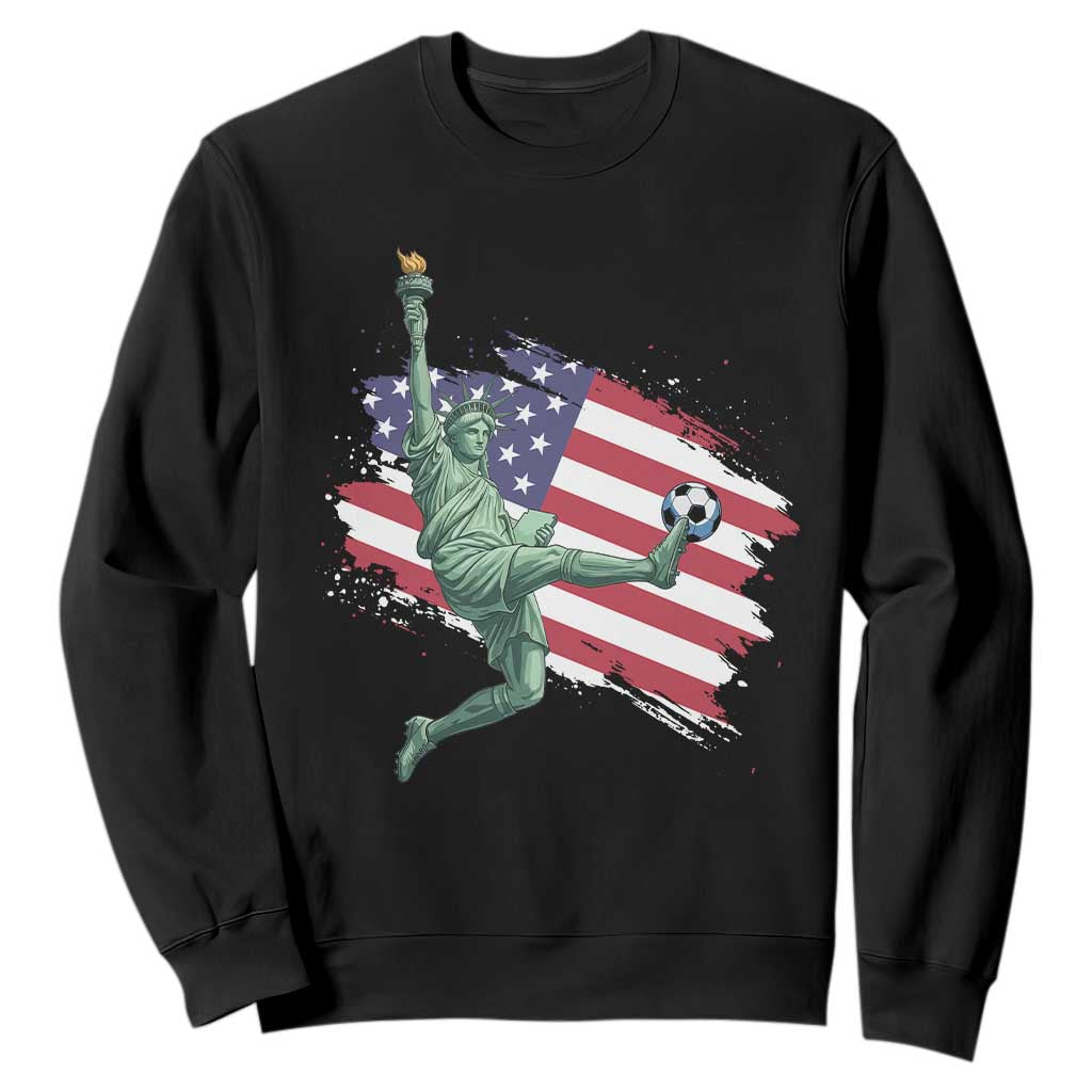 Funny Statue Of Liberty Playing Soccer Sweatshirt New Yorker Fan Gift TS12 Black Print Your Wear