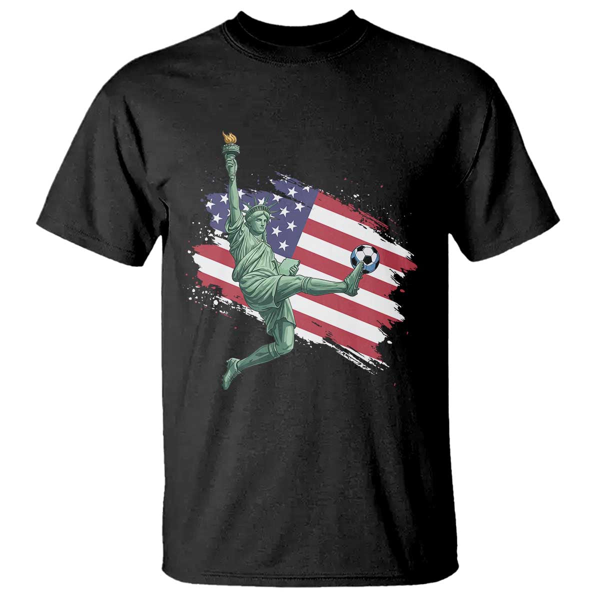 Funny Statue Of Liberty Playing Soccer T Shirt New Yorker Fan Gift TS12 Black Print Your Wear