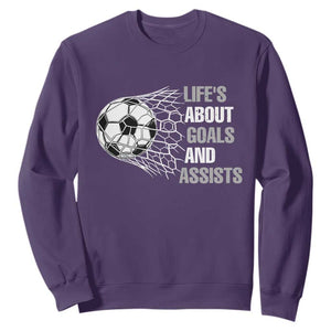 Funny Life Is About Goals And Assists Sweatshirt Soccer Lover TS12 Purple Print Your Wear