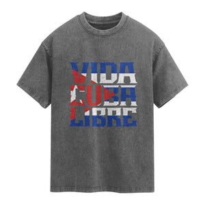 Viva Cuba Libre Washed Cotton T-Shirt Cuban Freedom Supporter