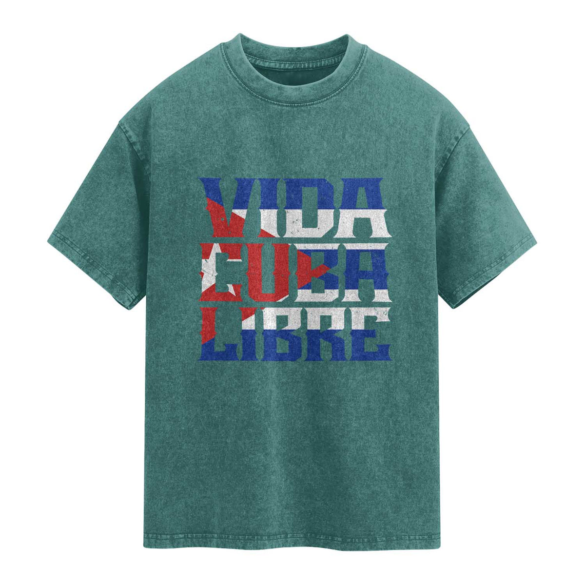 Viva Cuba Libre Washed Cotton T-Shirt Cuban Freedom Supporter