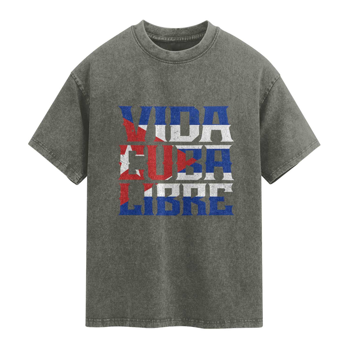 Viva Cuba Libre Washed Cotton T-Shirt Cuban Freedom Supporter