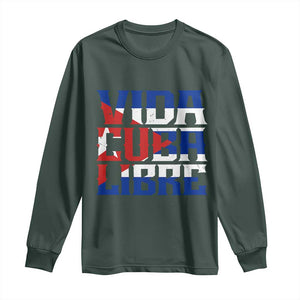Viva Cuba Libre Long Sleeve Shirt Cuban Freedom Supporter TS12 Dark Forest Green Print Your Wear