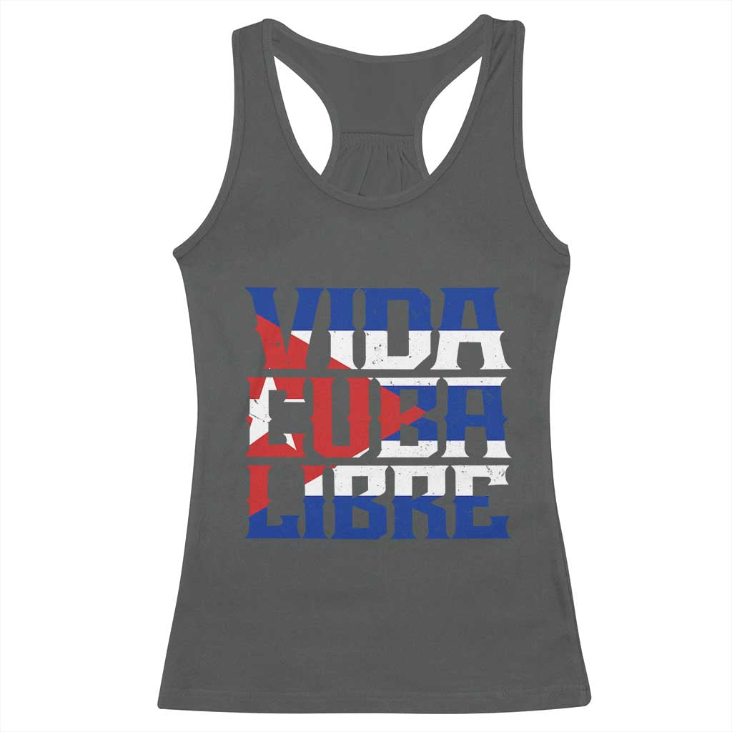 Viva Cuba Libre Racerback Tank Top Cuban Freedom Supporter TS12 Dark Heather Print Your Wear
