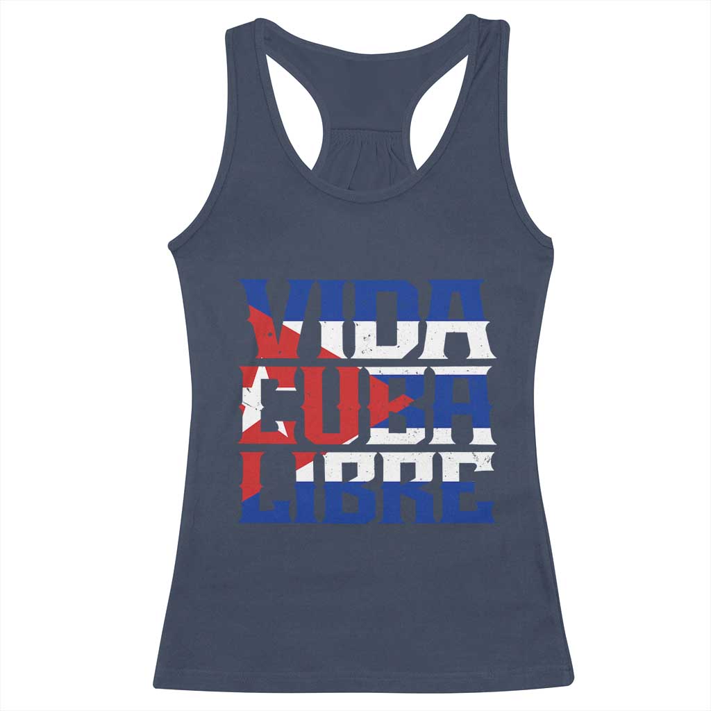 Viva Cuba Libre Racerback Tank Top Cuban Freedom Supporter TS12 Navy Print Your Wear