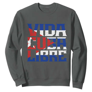 Viva Cuba Libre Sweatshirt Cuban Freedom Supporter TS12 Dark Heather Print Your Wear
