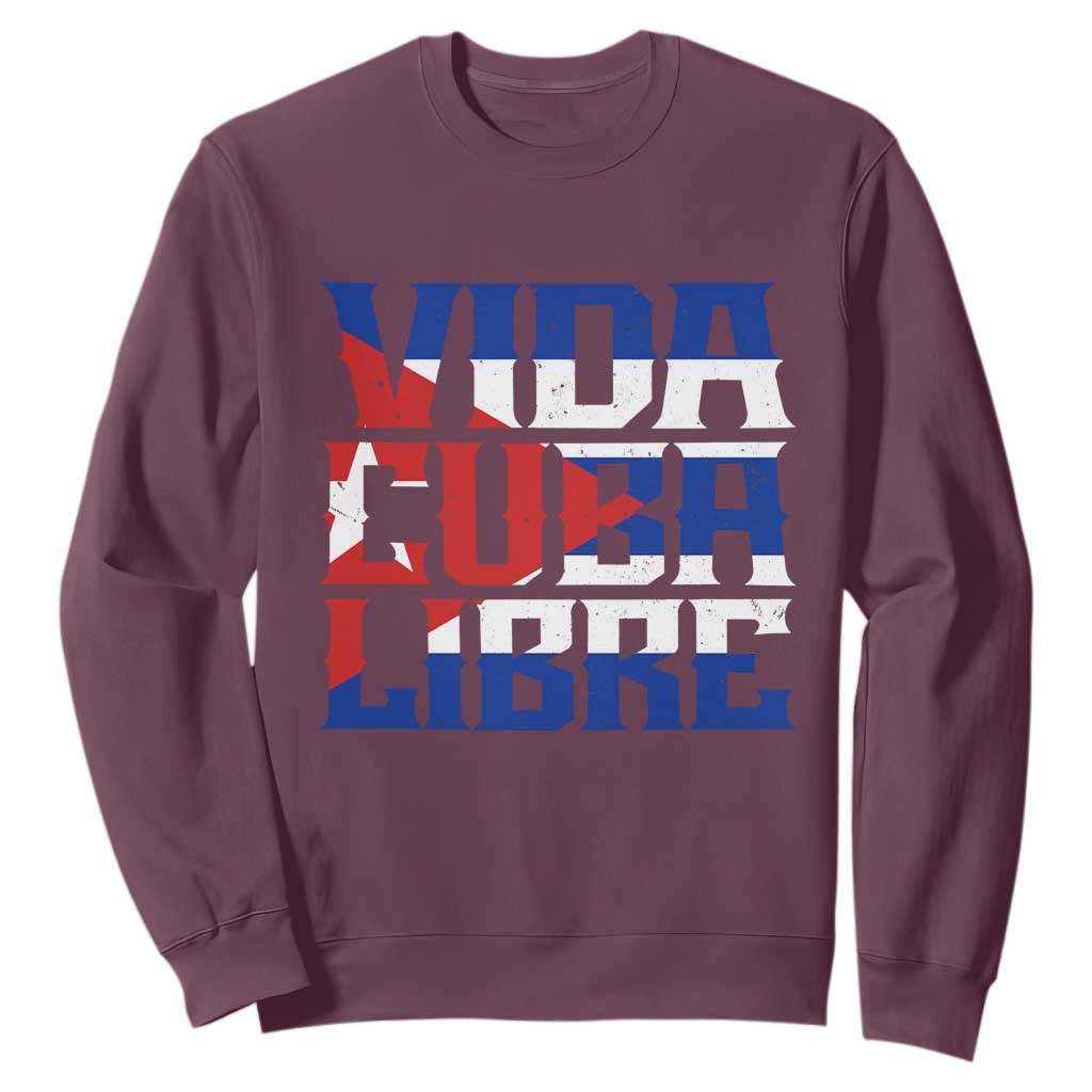 Viva Cuba Libre Sweatshirt Cuban Freedom Supporter TS12 Maroon Print Your Wear