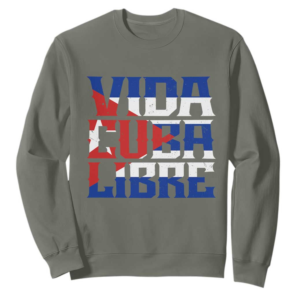 Viva Cuba Libre Sweatshirt Cuban Freedom Supporter TS12 Military Green Print Your Wear