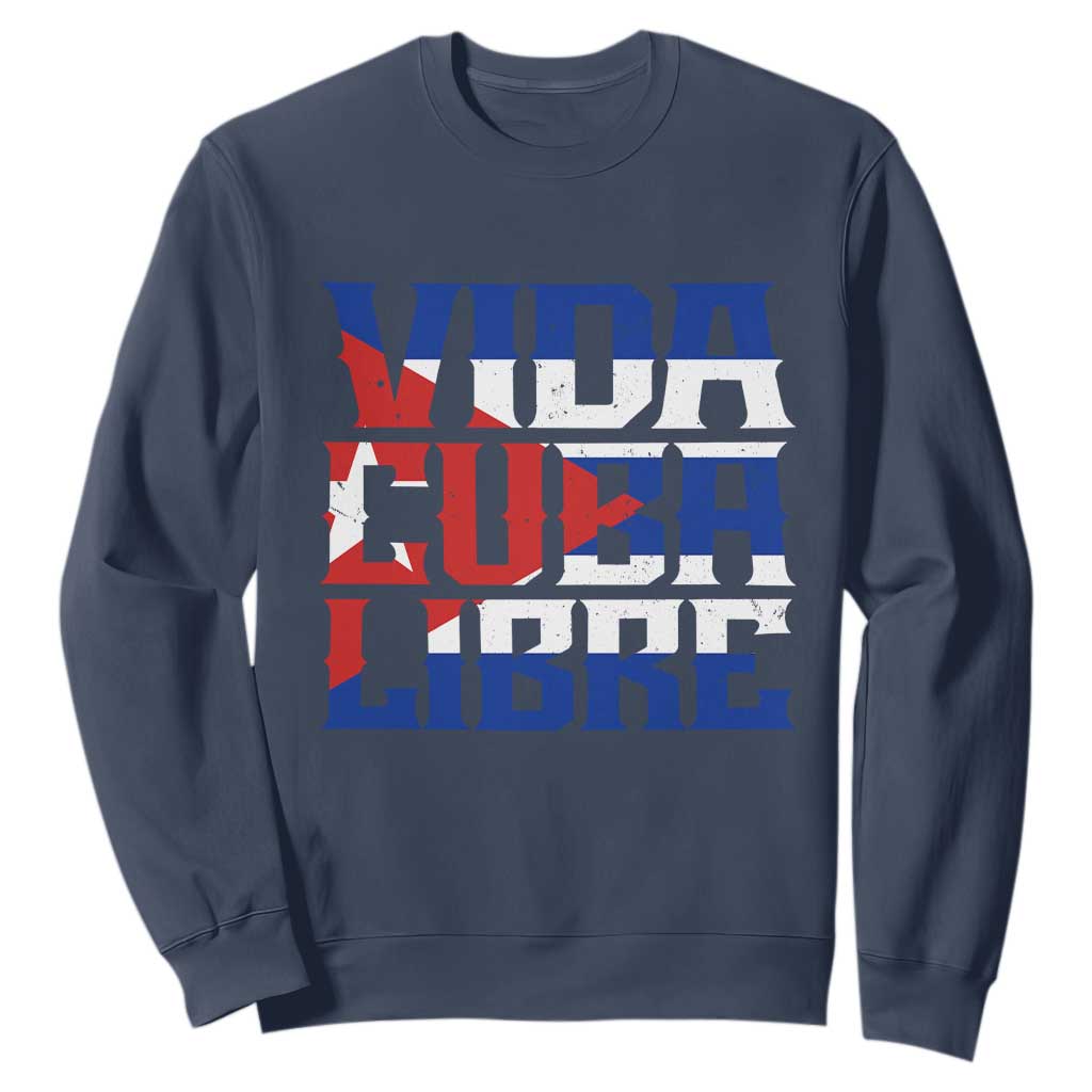 Viva Cuba Libre Sweatshirt Cuban Freedom Supporter TS12 Navy Print Your Wear