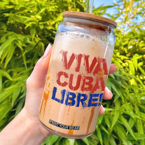 Viva Cuba Libre Glass Can SOS Cuba Stand With Freedom Movement TS12 White Print Your Wear