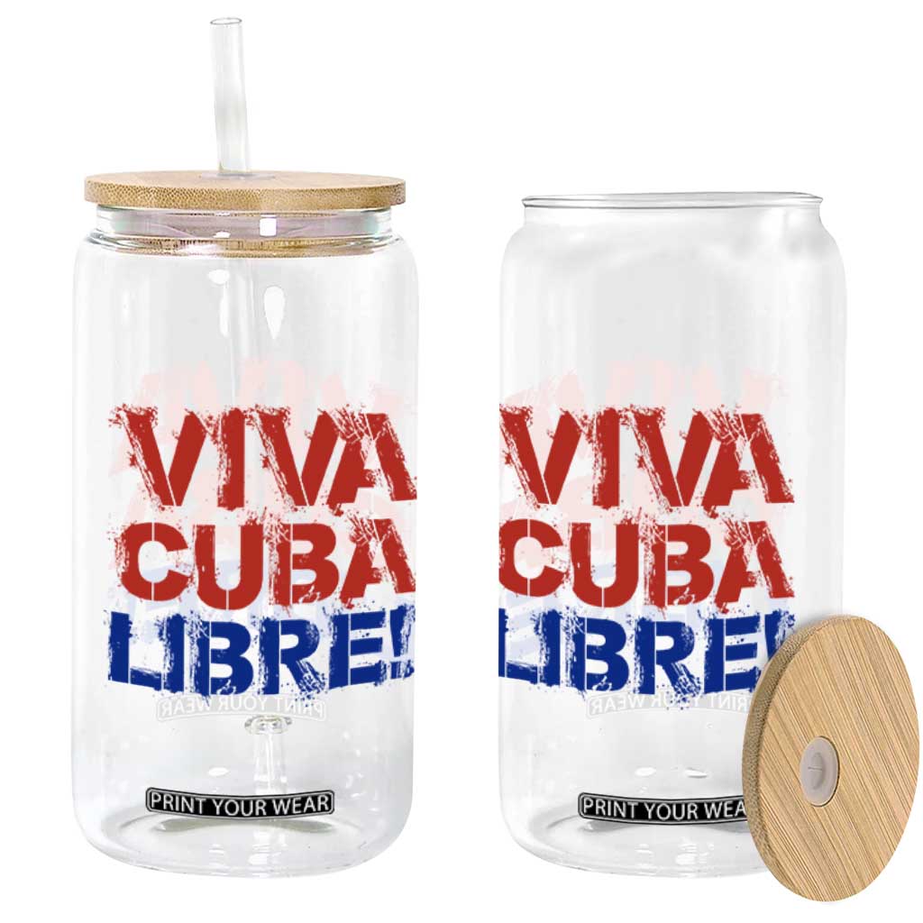 Viva Cuba Libre Glass Can SOS Cuba Stand With Freedom Movement TS12 Print Your Wear