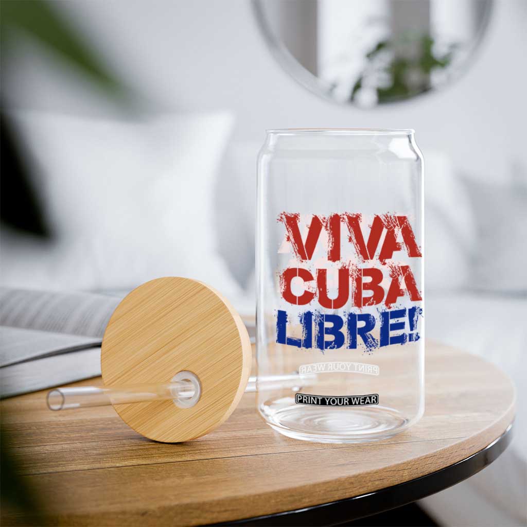 Viva Cuba Libre Glass Can SOS Cuba Stand With Freedom Movement TS12 Print Your Wear