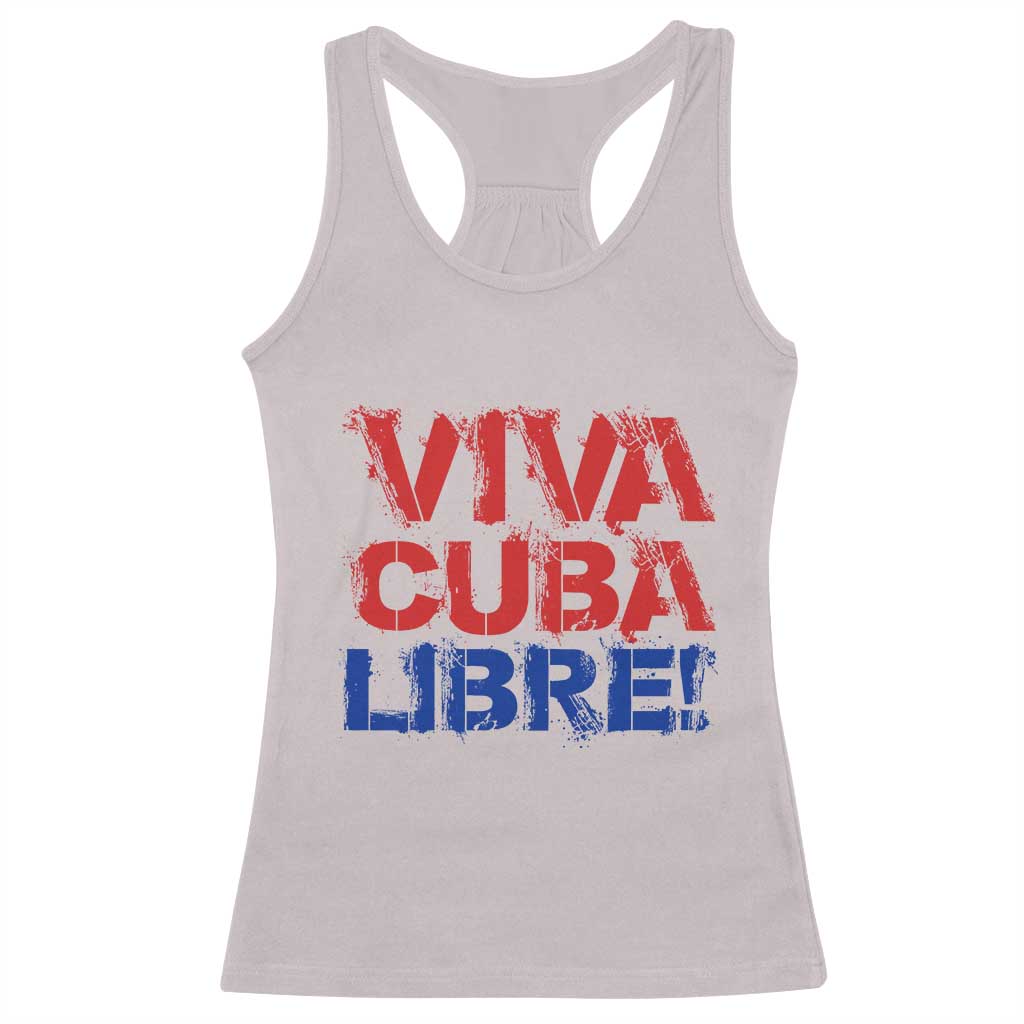 Viva Cuba Libre Racerback Tank Top SOS Cuba Stand With Freedom Movement TS12 Ice Gray Print Your Wear