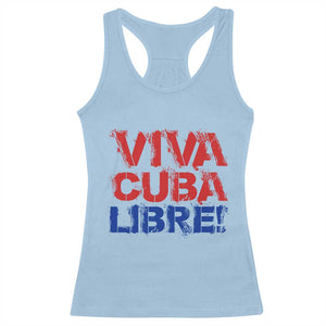 Viva Cuba Libre Racerback Tank Top SOS Cuba Stand With Freedom Movement TS12 Light Blue Print Your Wear