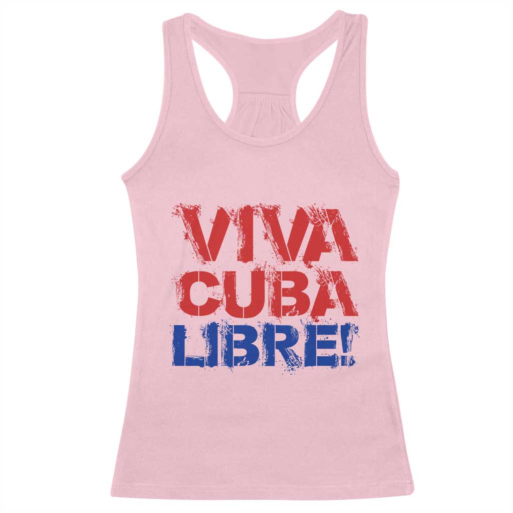 Viva Cuba Libre Racerback Tank Top SOS Cuba Stand With Freedom Movement TS12 Light Pink Print Your Wear