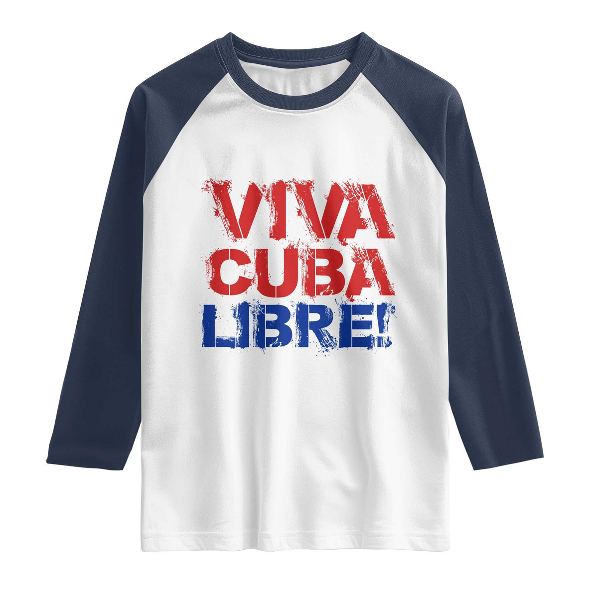 Viva Cuba Libre Raglan Shirt SOS Cuba Stand With Freedom Movement TS12 White Navy Print Your Wear