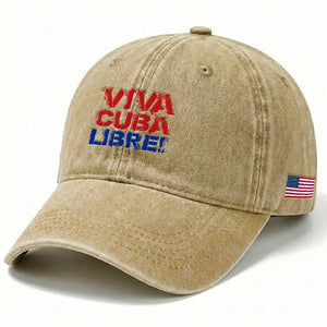 Viva Cuba Libre Washed Cotton Baseball Cap SOS Cuba Stand With Freedom Movement TS12 Print Your Wear