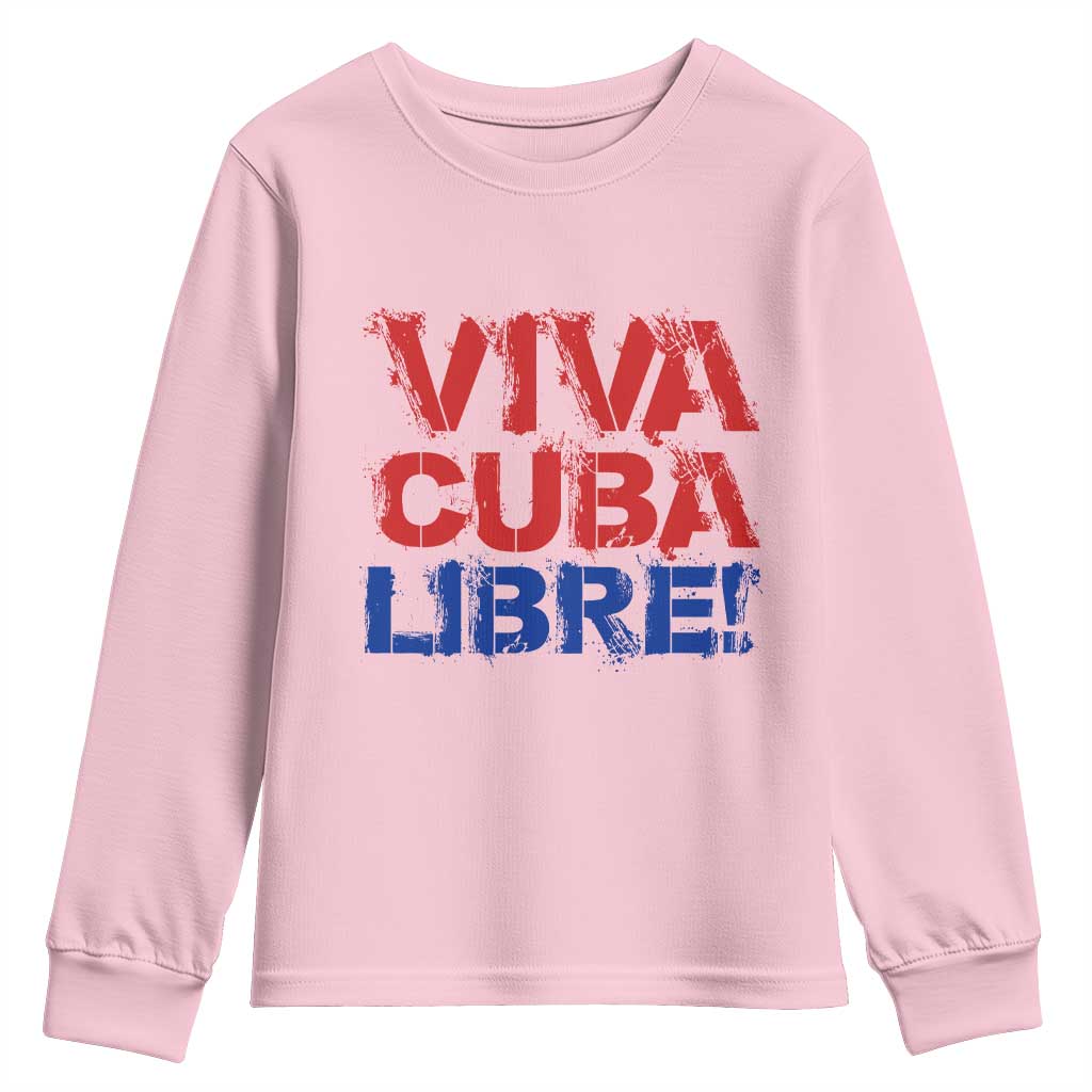Viva Cuba Libre Youth Sweatshirt SOS Cuba Stand With Freedom Movement TS12 Light Pink Print Your Wear