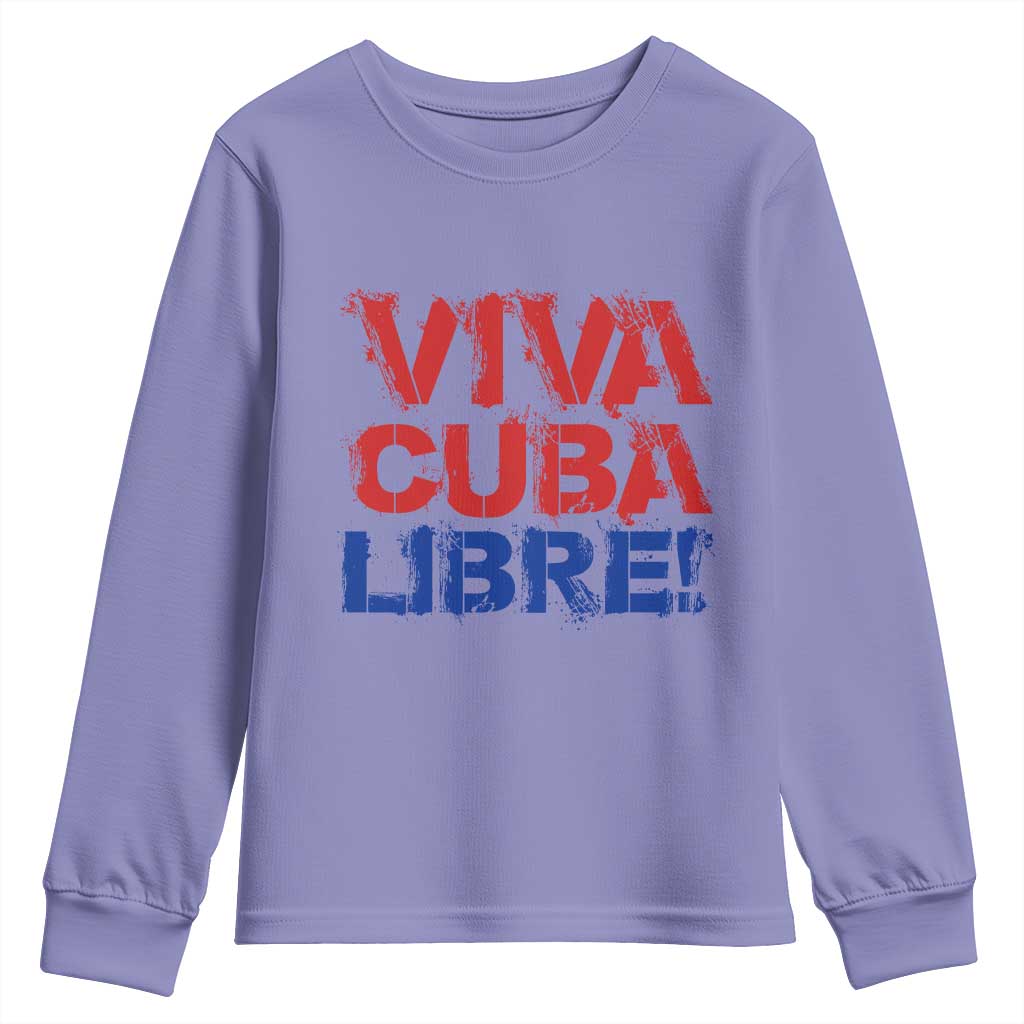 Viva Cuba Libre Youth Sweatshirt SOS Cuba Stand With Freedom Movement TS12 Violet Print Your Wear
