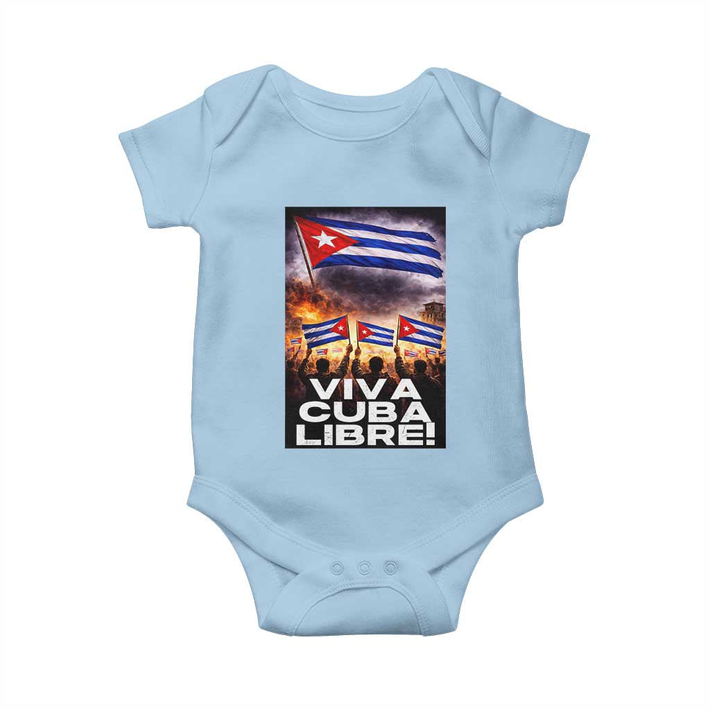 Viva Cuba Libre Baby Onesie Cuban Freedom Protest TS12 Light Blue Print Your Wear