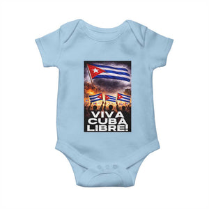 Viva Cuba Libre Baby Onesie Cuban Freedom Protest TS12 Light Blue Print Your Wear