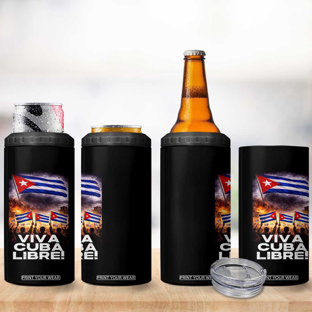 Viva Cuba Libre 4 in 1 Can Cooler Tumbler Cuban Freedom Protest TS12 Print Your Wear