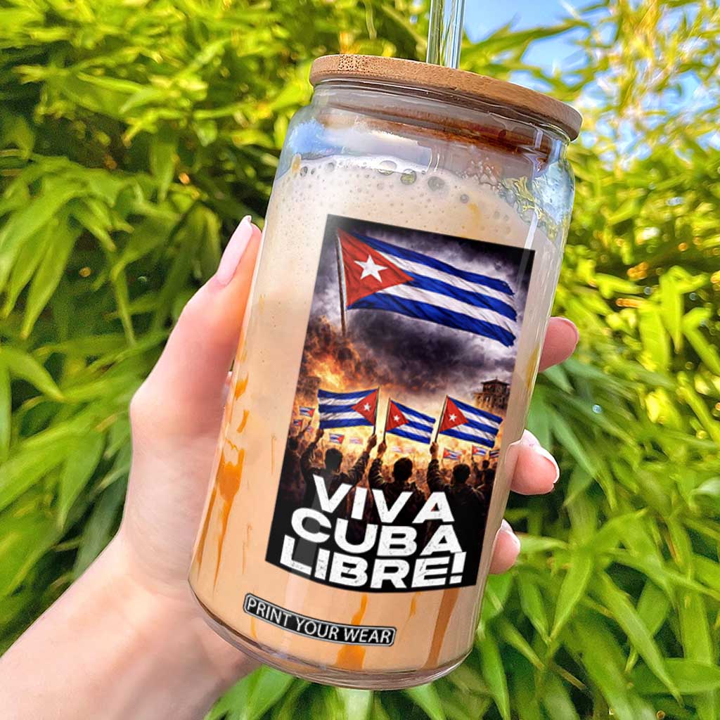 Viva Cuba Libre Glass Can Cuban Freedom Protest TS12 Black Print Your Wear