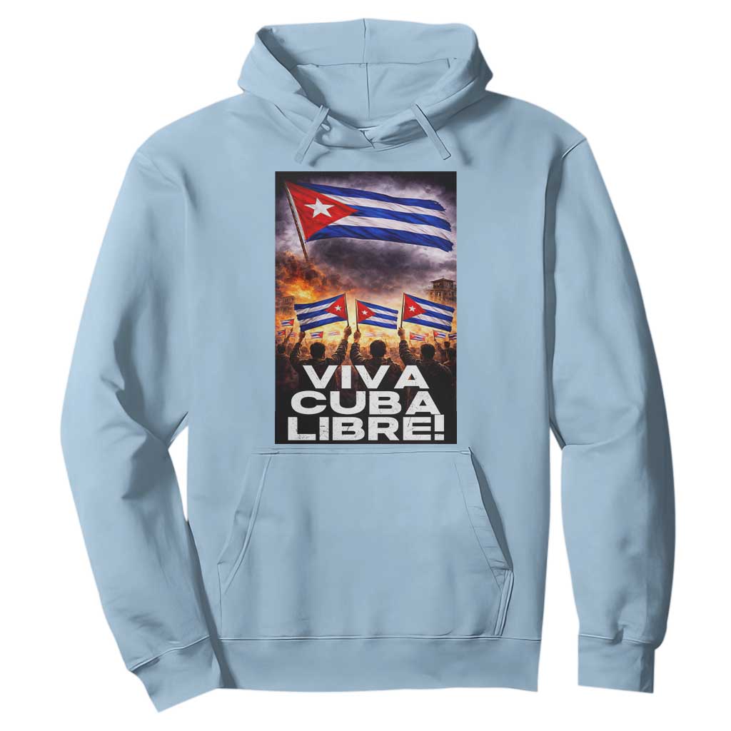 Viva Cuba Libre Hoodie Cuban Freedom Protest TS12 Light Blue Print Your Wear