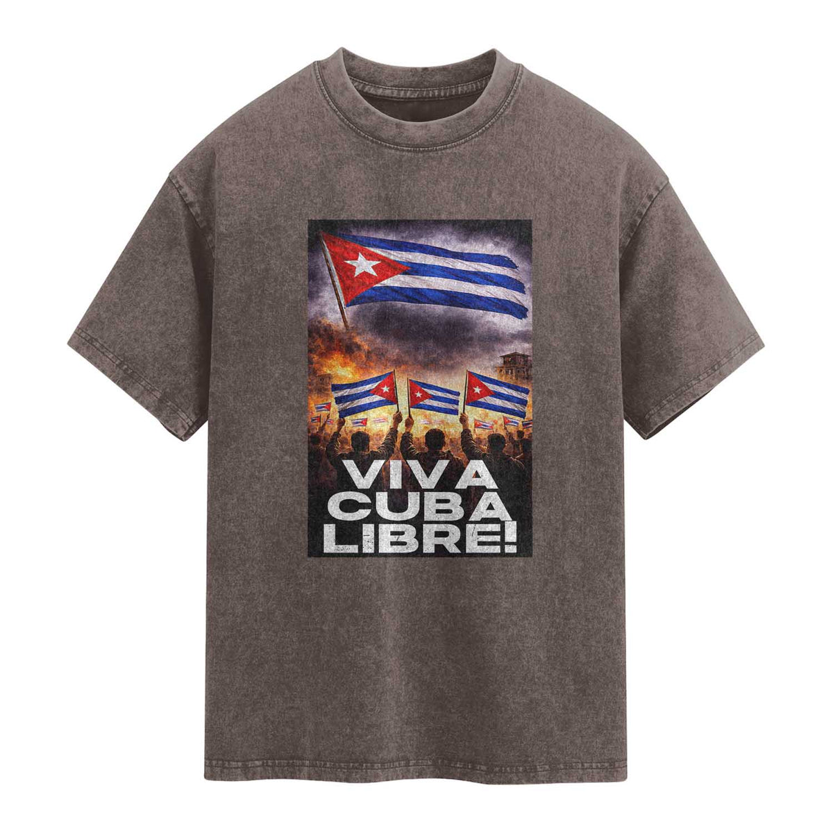 Viva Cuba Libre Washed Cotton T-Shirt Cuban Freedom Protest