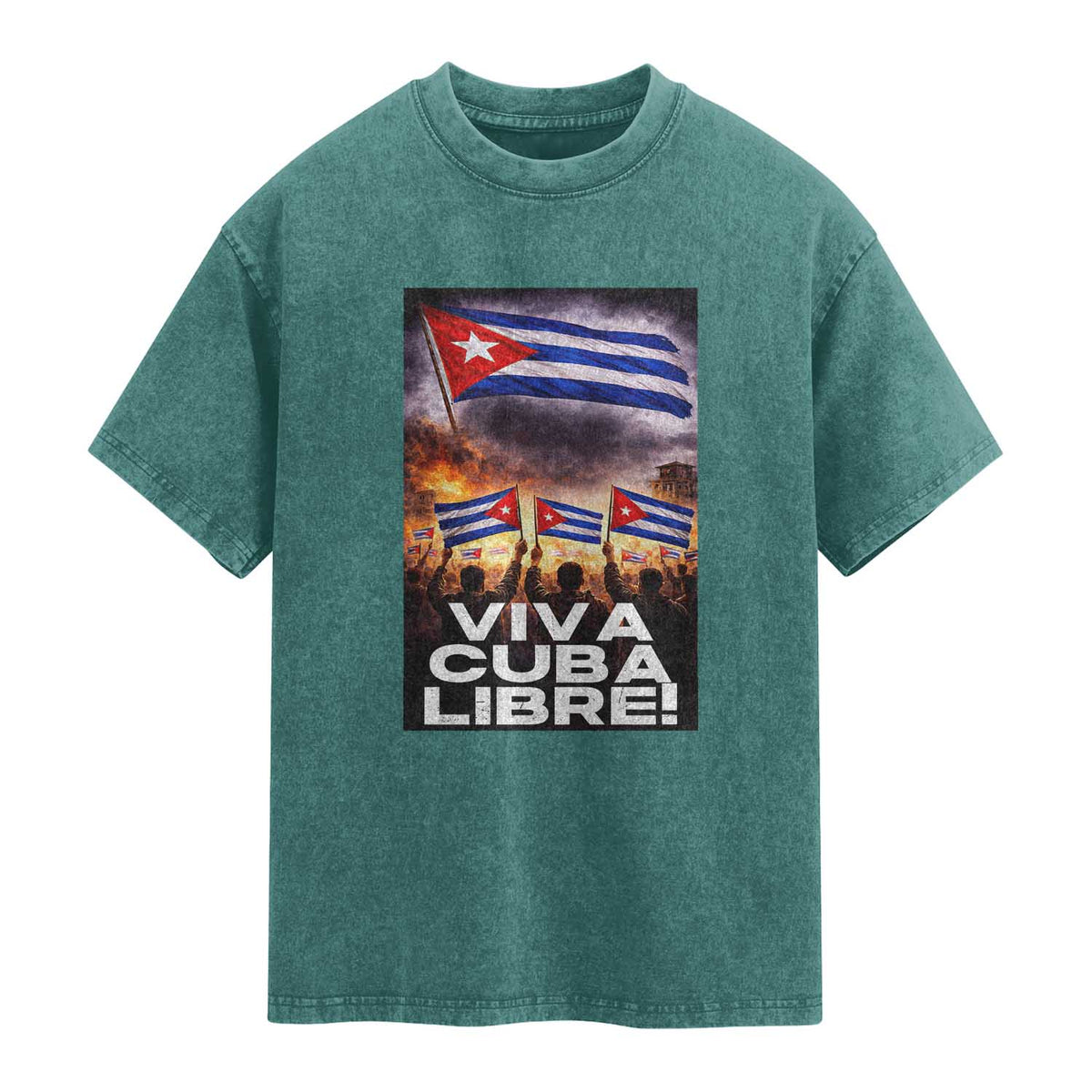 Viva Cuba Libre Washed Cotton T-Shirt Cuban Freedom Protest