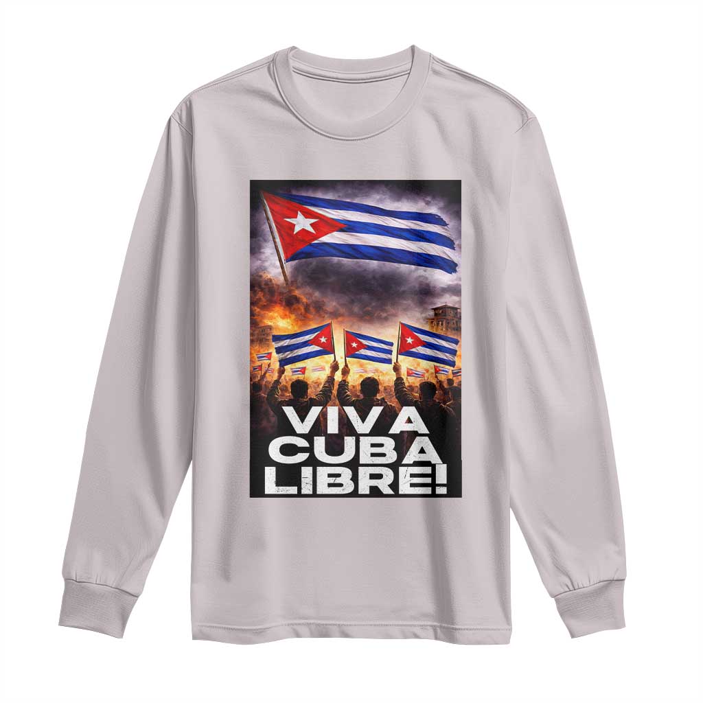 Viva Cuba Libre Long Sleeve Shirt Cuban Freedom Protest TS12 Ice Gray Print Your Wear