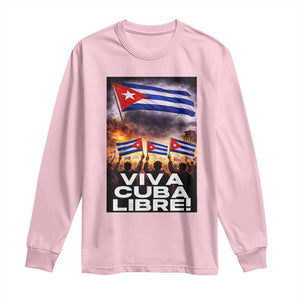 Viva Cuba Libre Long Sleeve Shirt Cuban Freedom Protest TS12 Light Pink Print Your Wear