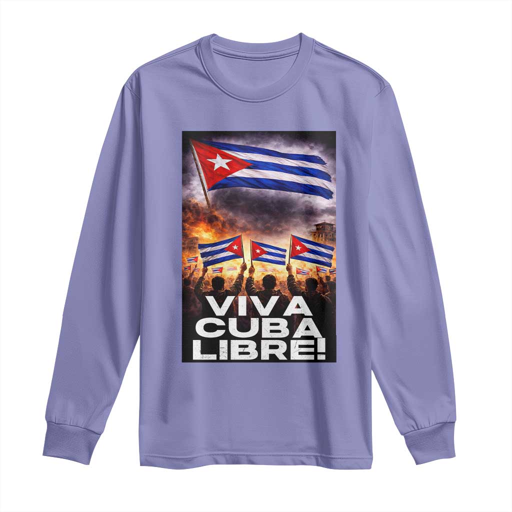 Viva Cuba Libre Long Sleeve Shirt Cuban Freedom Protest TS12 Violet Print Your Wear