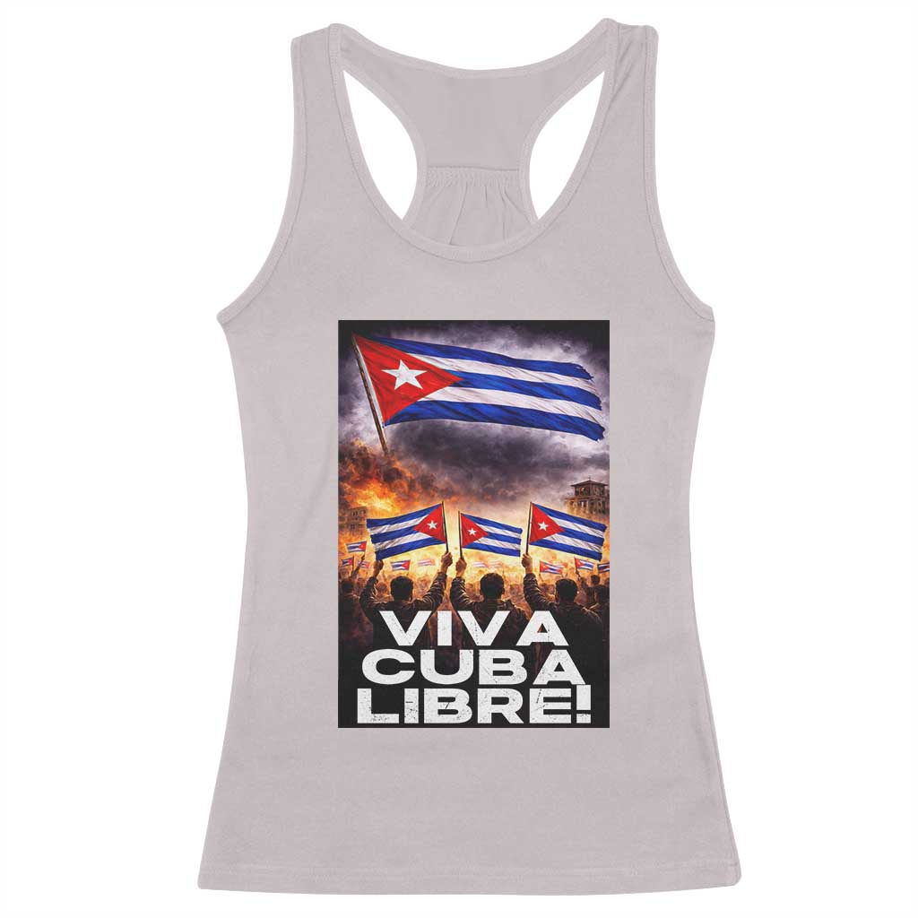 Viva Cuba Libre Racerback Tank Top Cuban Freedom Protest TS12 Ice Gray Print Your Wear